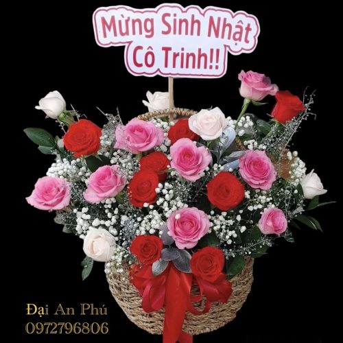 Giỏ hoa mừng sinh nhật #HG01 ,.Shop hoa Cần Thơ