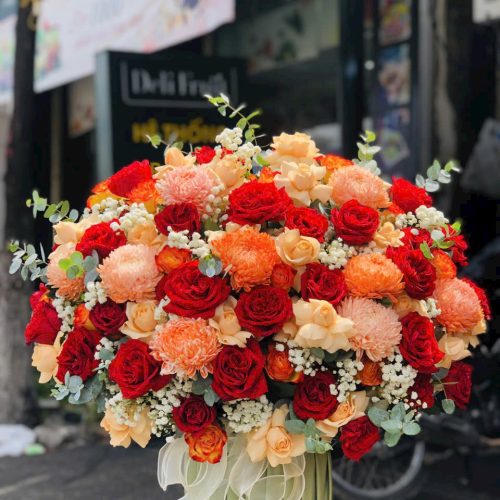 Lẵng hoa để bàn #LHT14 ,.Shop Hoa Cần Thơ